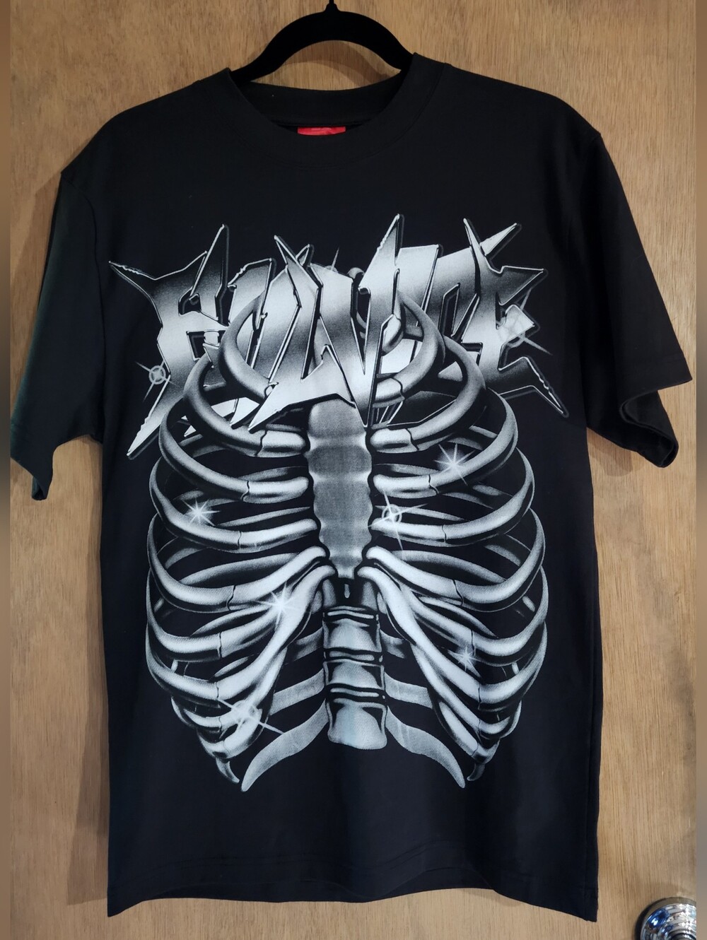 Evil Vice Bones graphic t-shirt black white ribcage design New Small